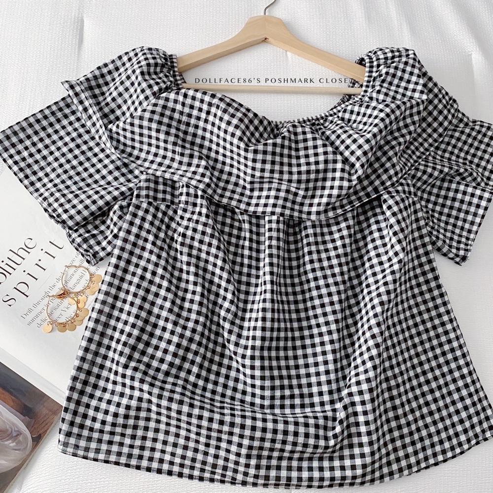 Bardot Black & White Gingham Blouse